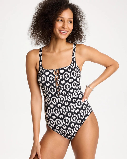 Chico's Special Offer - Gottex Mantra Square Neck One Piece Swimsuit Black/White