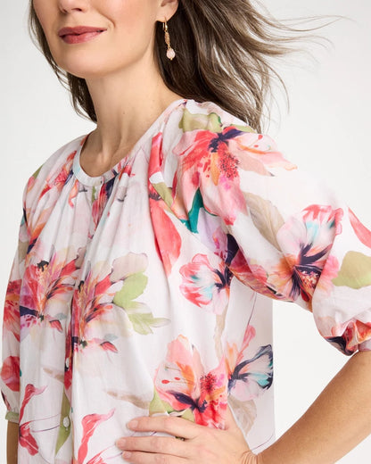 Chico's Trusted - Cotton Voile Croix Collage Blouse Calypso Coral