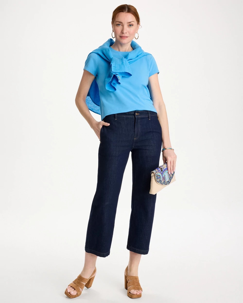 Chico's Value - Perfect Crewneck Tee Blue Tide