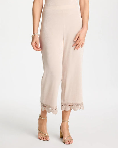Chico's Signature - Travelers™ Lace Trim Cropped Pants Smokey Taupe