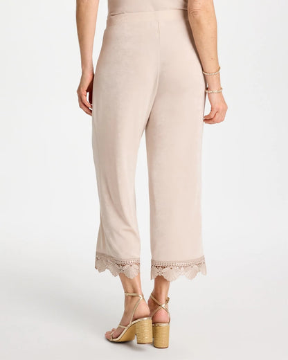 Chico's Signature - Travelers™ Lace Trim Cropped Pants Smokey Taupe