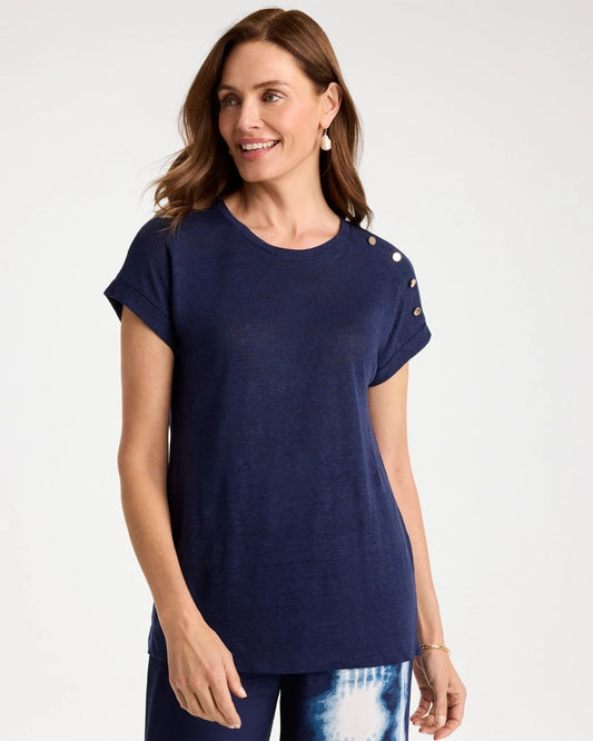 Chico's Exclusive - Linen Button Tunic Passport Blue