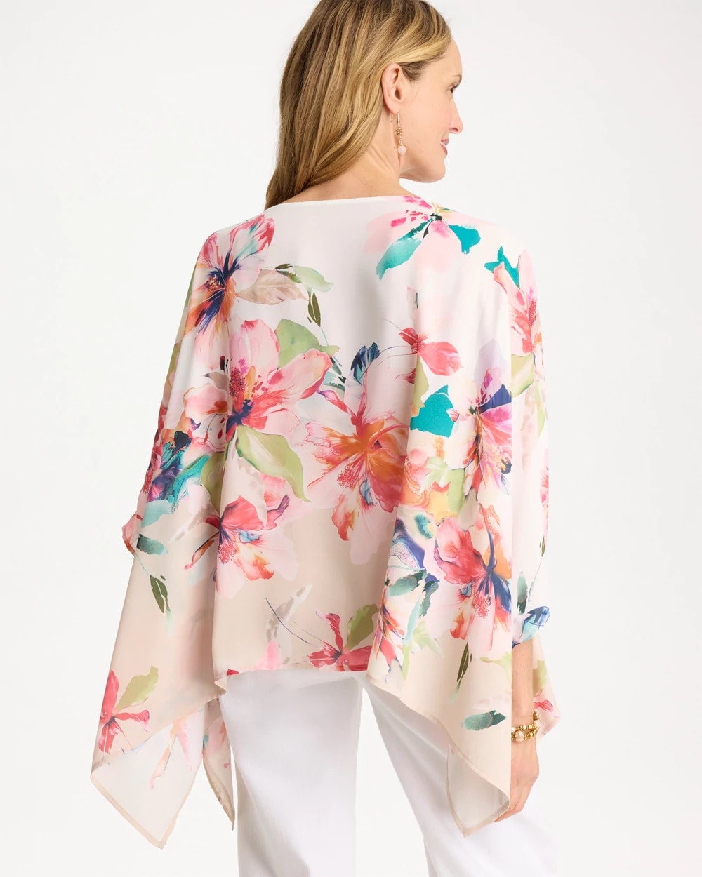 Chico's Special Offer - Croix Collage Classic Poncho Calypso Coral