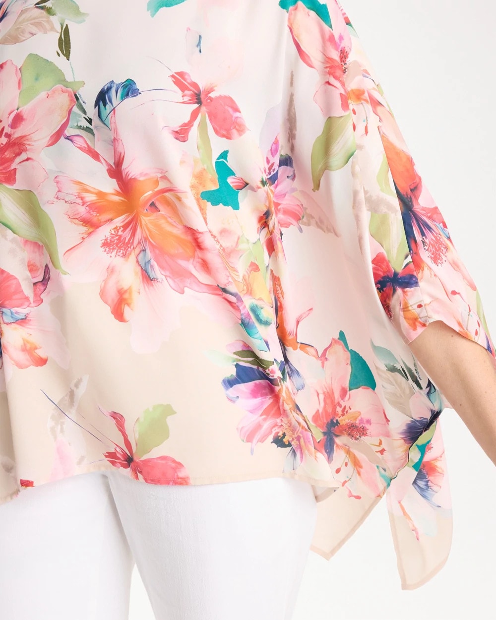 Chico's Special Offer - Croix Collage Classic Poncho Calypso Coral