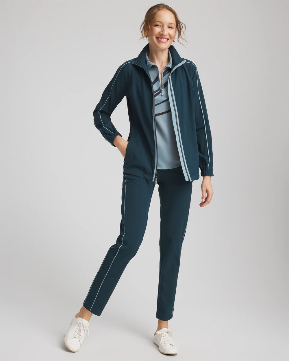Chico's Classic - Zenergy® UPF Contrast Jacket Teal Shadow