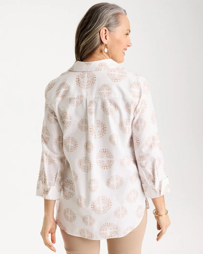 Chico's Smart Buy - No Iron™ Stretch Stamped Shirt Optic White