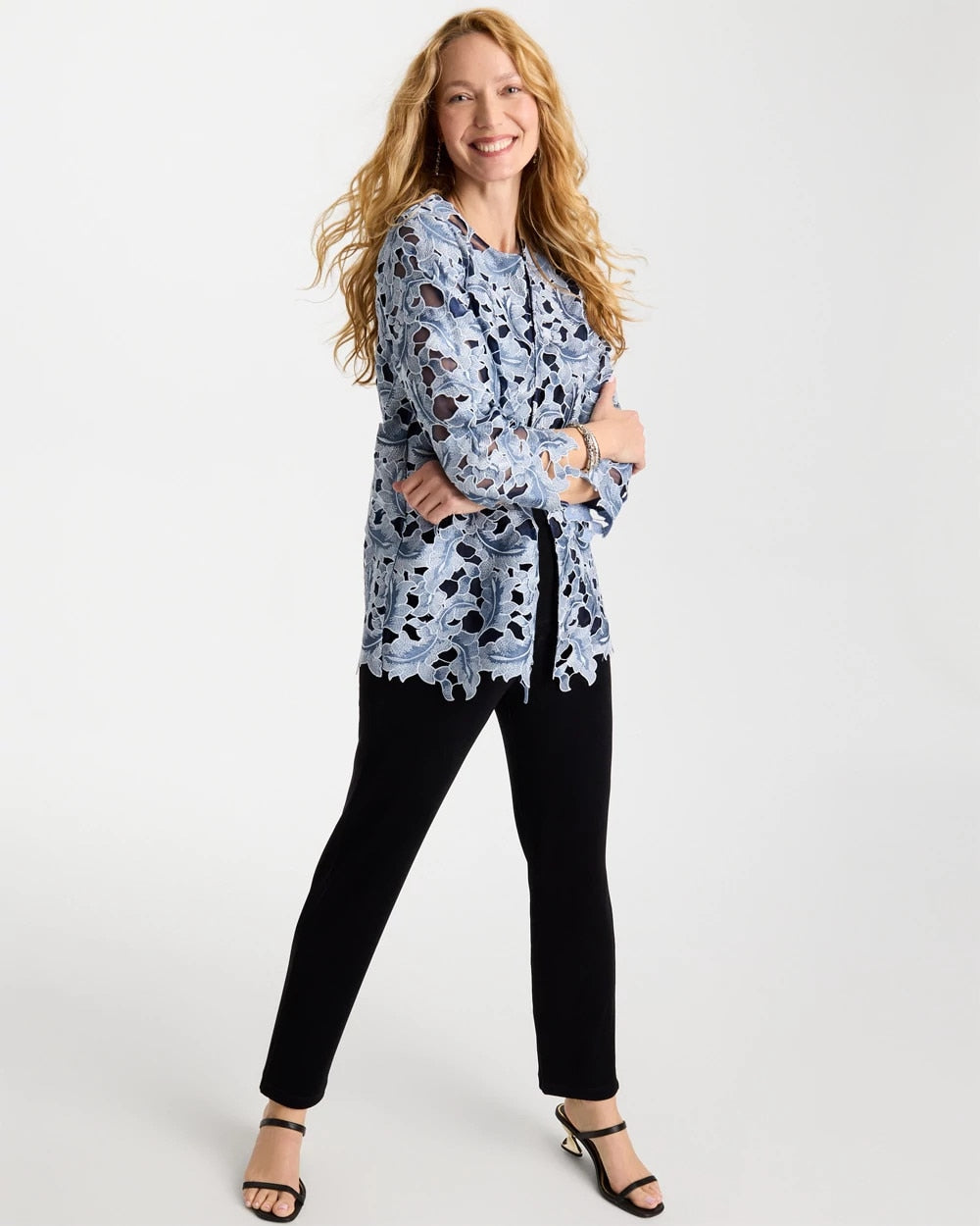 Chico's Latest - Travelers™ Collection Contrast Lined Lace Jacket Travelers India Ink