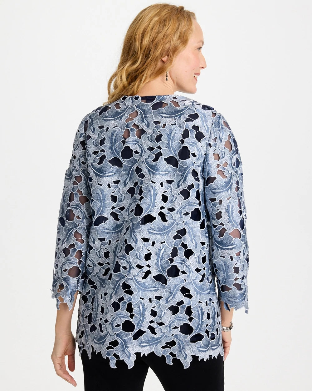 Chico's Latest - Travelers™ Collection Contrast Lined Lace Jacket Travelers India Ink
