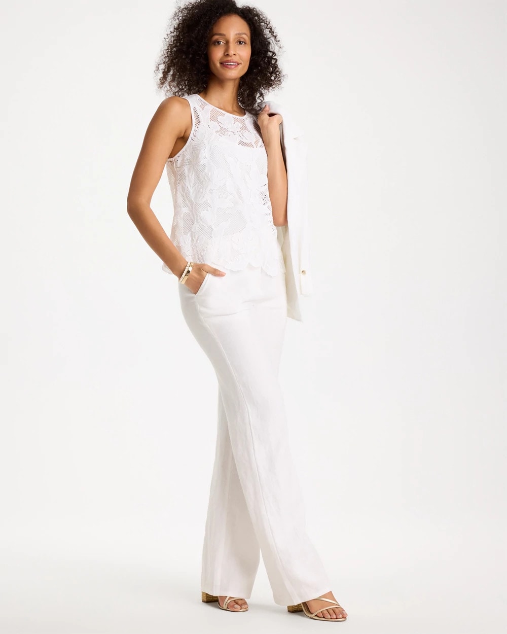 Chico's Great Value - Petal Lace Applique Tank Alabaster