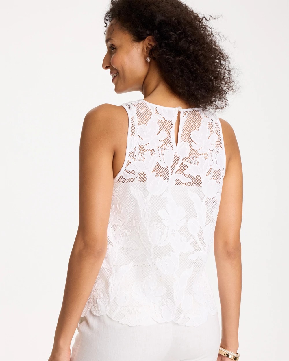 Chico's Great Value - Petal Lace Applique Tank Alabaster