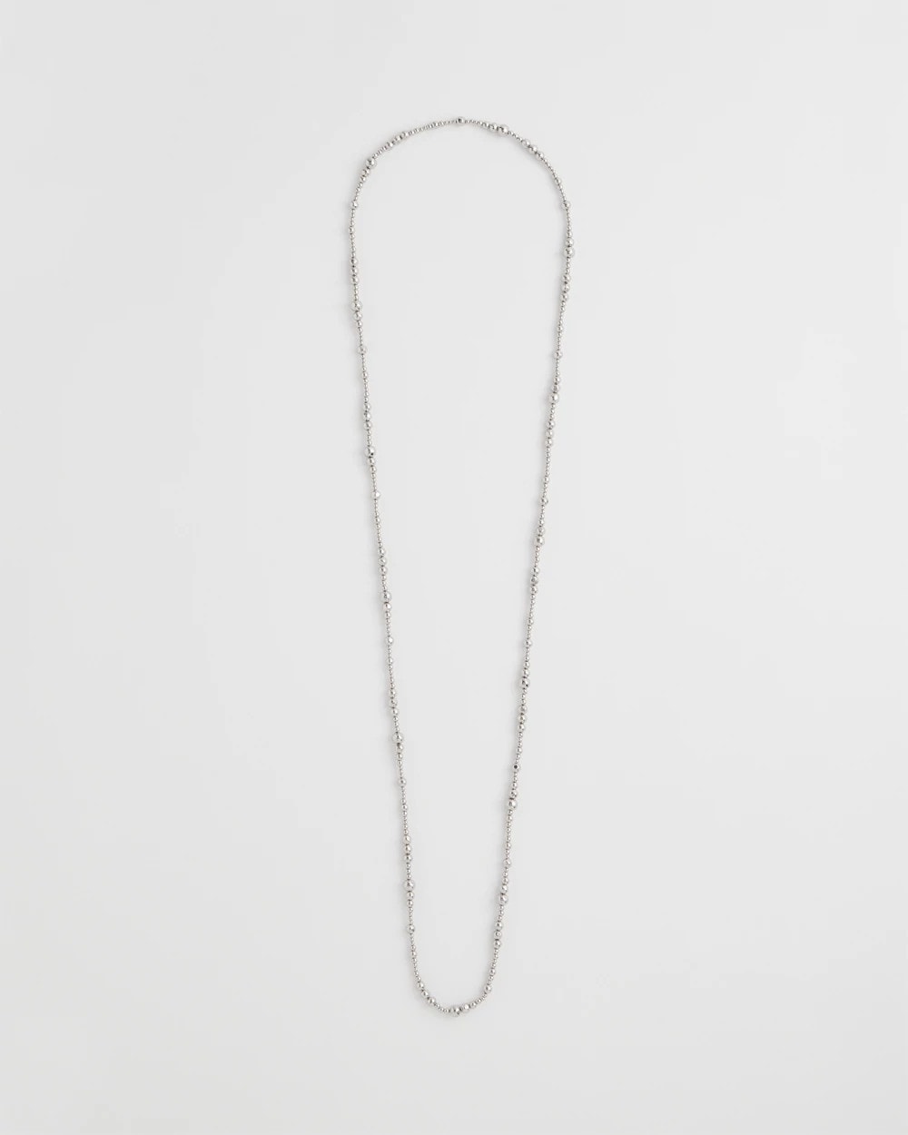 Chico's Everyday - Silvertone Long Beaded Necklace Silver