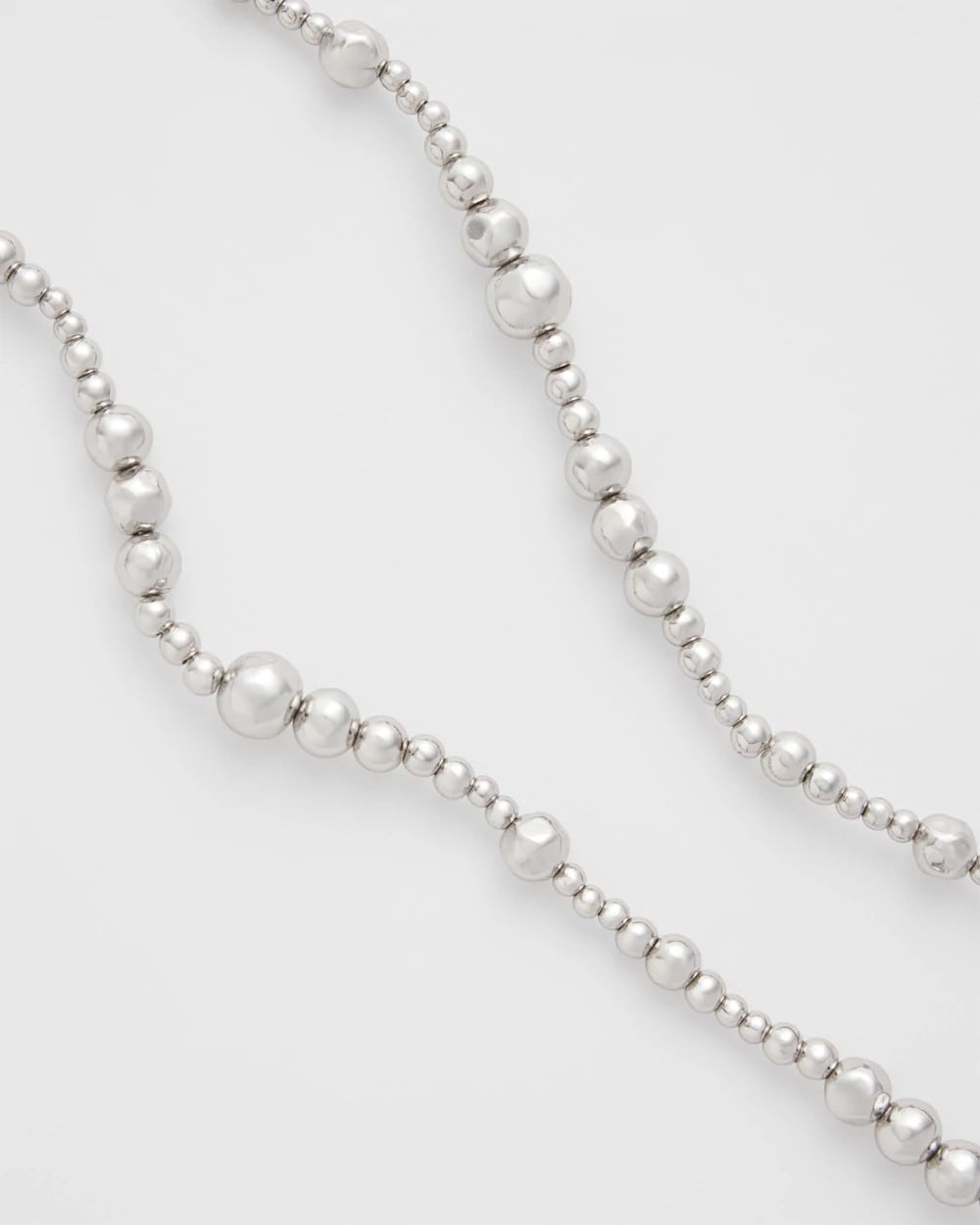 Chico's Everyday - Silvertone Long Beaded Necklace Silver