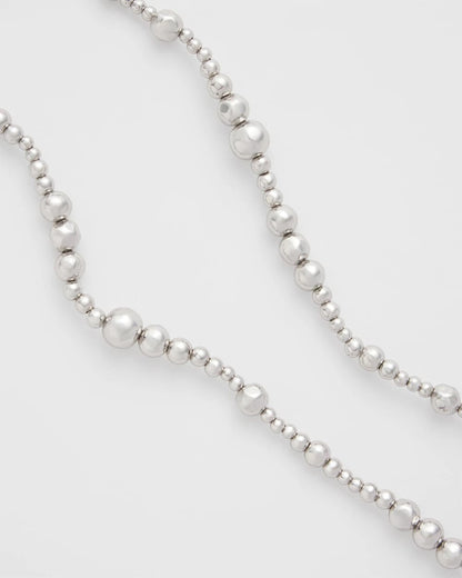 Chico's Everyday - Silvertone Long Beaded Necklace Silver