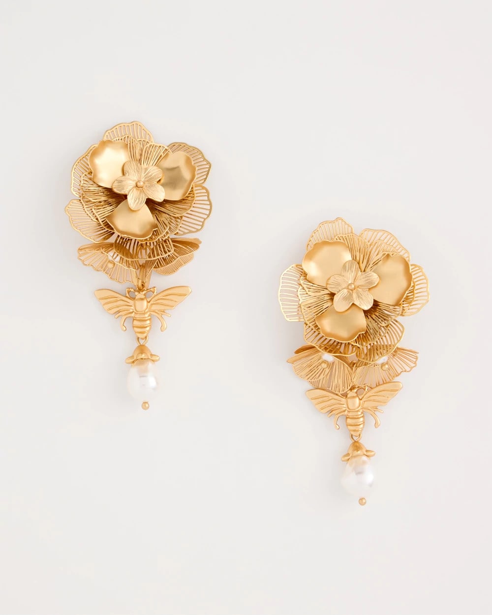 Chico's Classic - Filigree Flower Earrings Gold