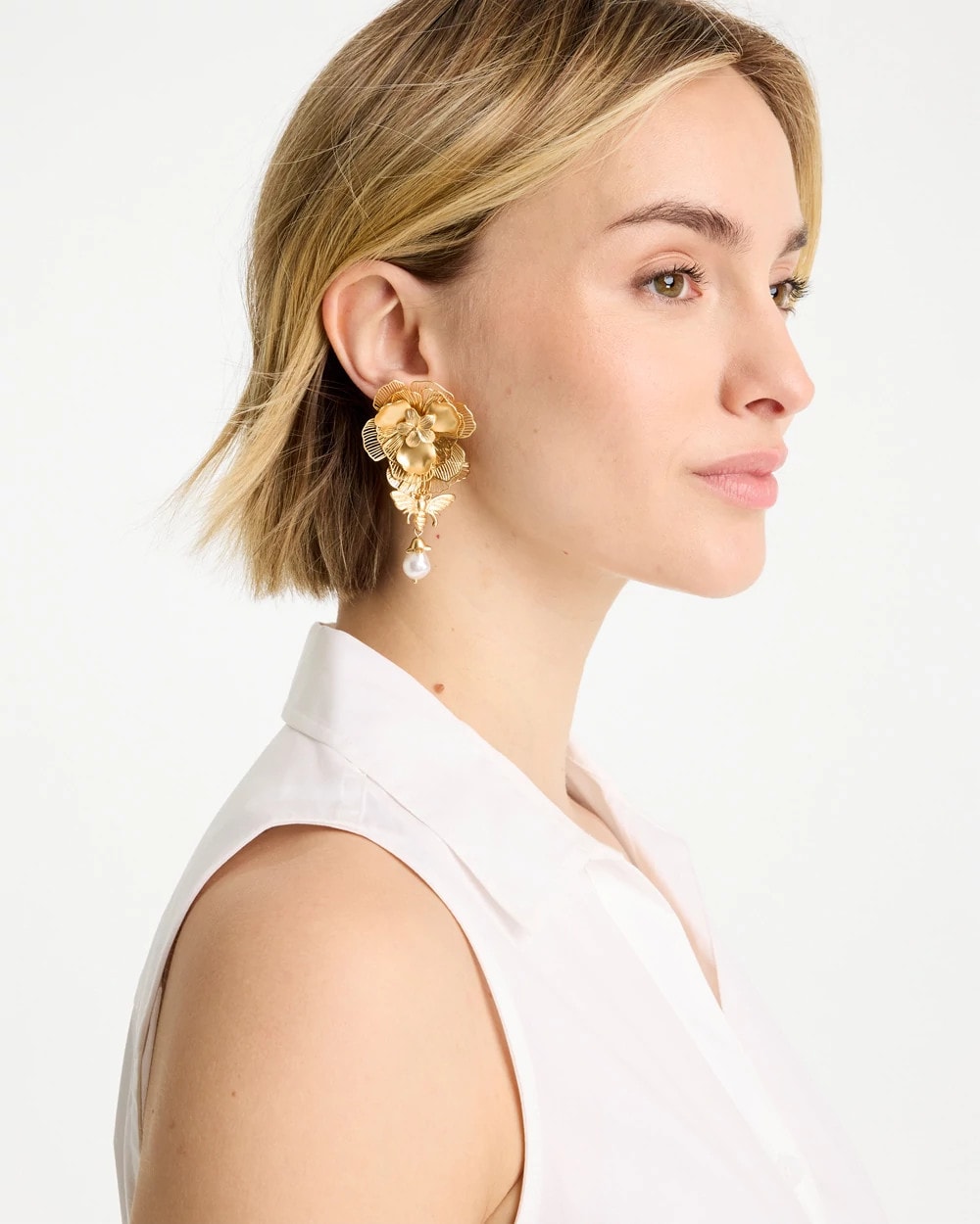 Chico's Classic - Filigree Flower Earrings Gold