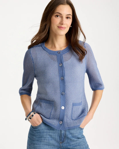 Chico's Customer Favorite - Mesh Lady Jacket Cardigan Blue Haven