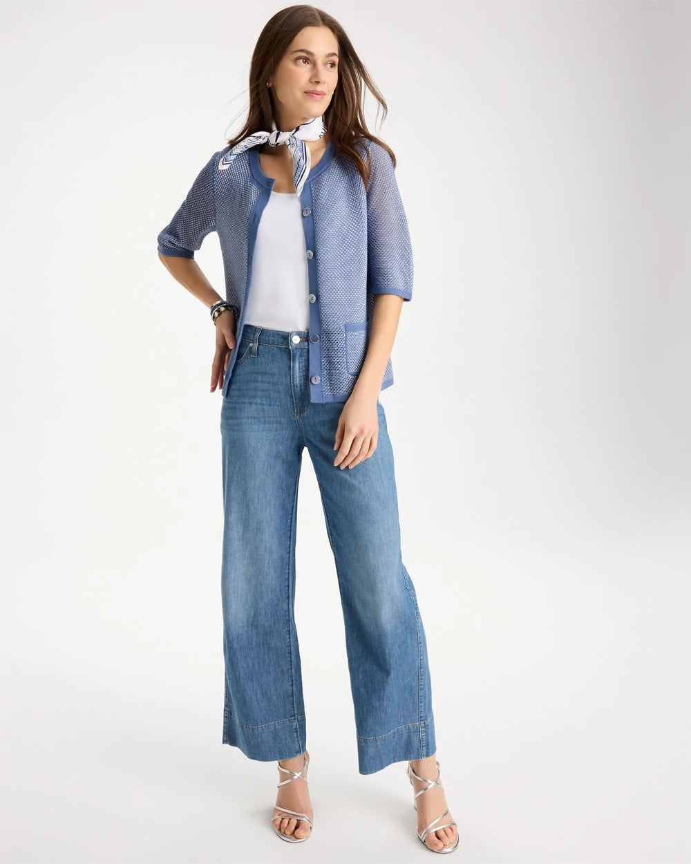 Chico's Customer Favorite - Mesh Lady Jacket Cardigan Blue Haven