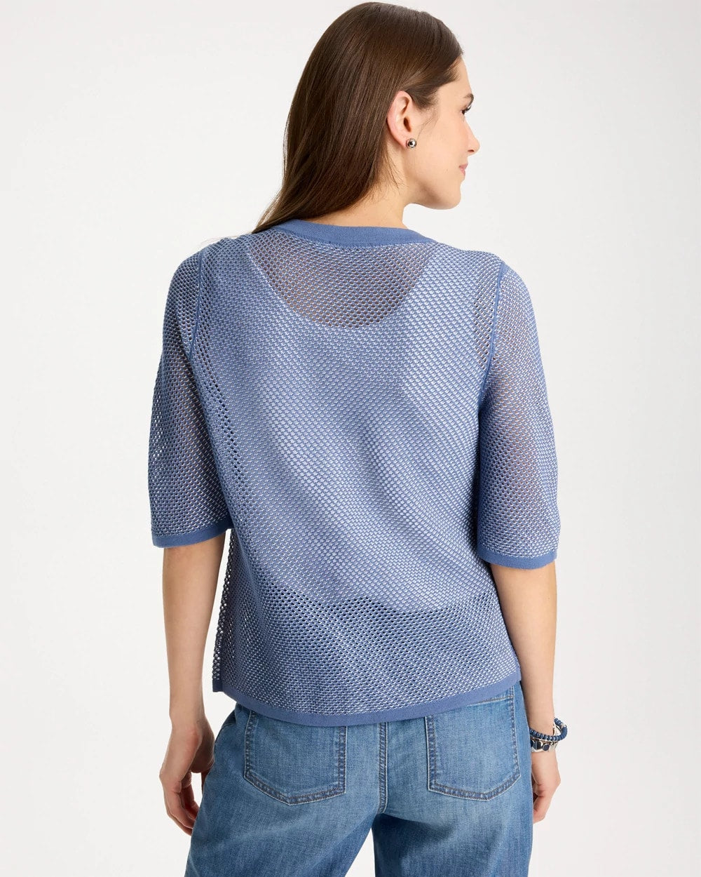 Chico's Customer Favorite - Mesh Lady Jacket Cardigan Blue Haven