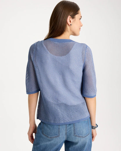 Chico's Customer Favorite - Mesh Lady Jacket Cardigan Blue Haven