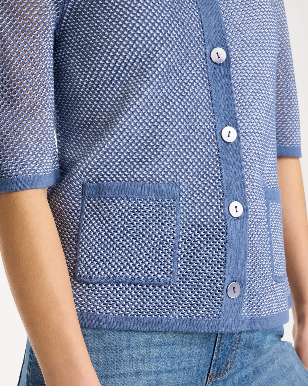 Chico's Customer Favorite - Mesh Lady Jacket Cardigan Blue Haven