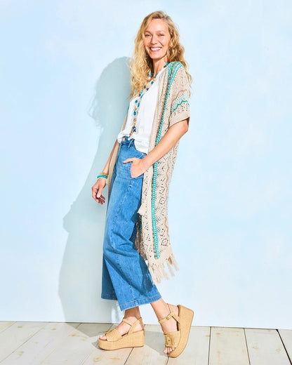 Chico's Best Price - Rainbow Crochet Pointelle Vest Bondi Blue