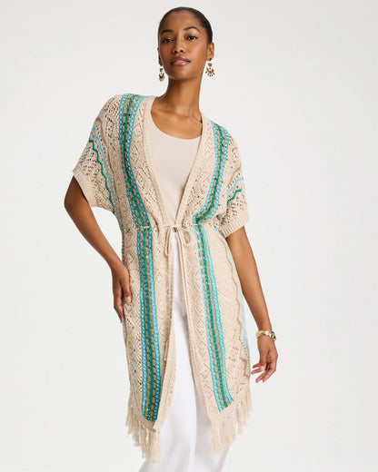 Chico's Best Price - Rainbow Crochet Pointelle Vest Bondi Blue