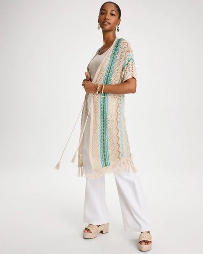 Chico's Best Price - Rainbow Crochet Pointelle Vest Bondi Blue