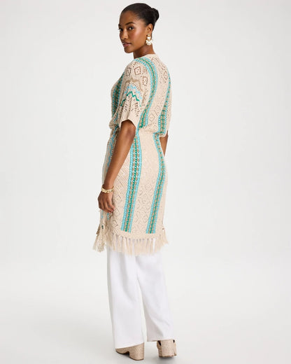 Chico's Best Price - Rainbow Crochet Pointelle Vest Bondi Blue