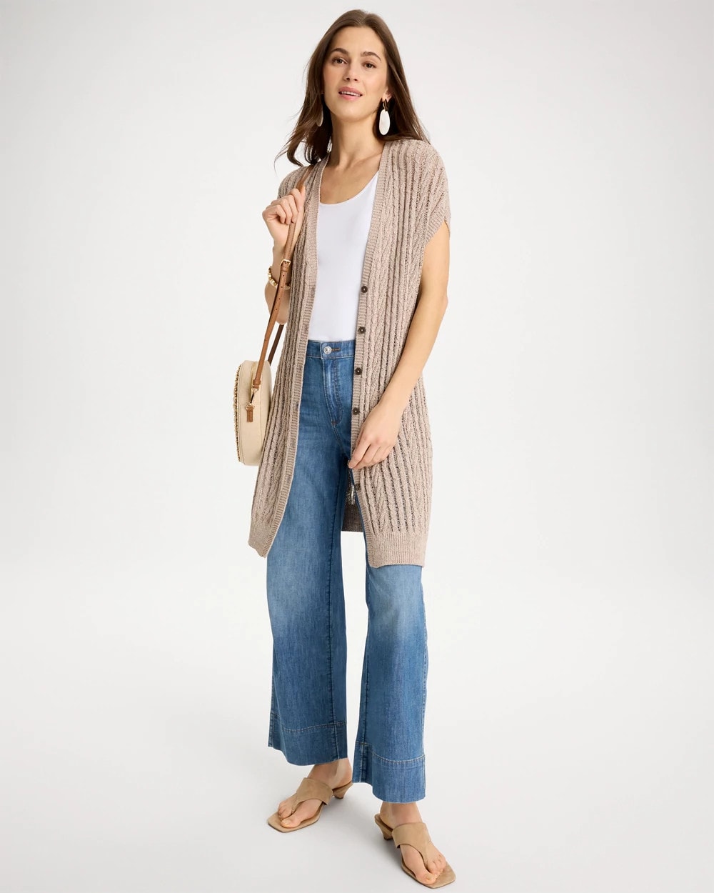 Chico's Popular - Faucet V-Neck Long Cardigan Vest Smokey Taupe