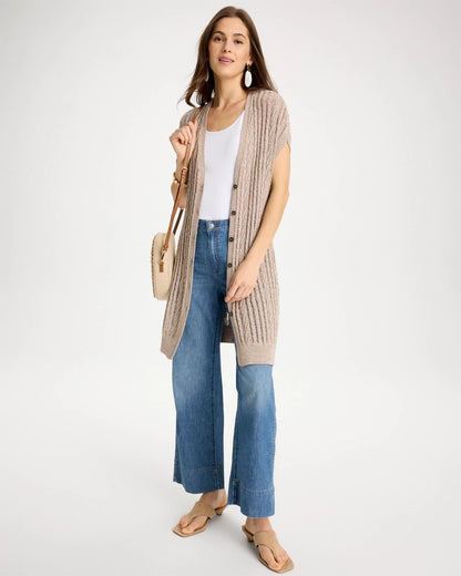Chico's Popular - Faucet V-Neck Long Cardigan Vest Smokey Taupe