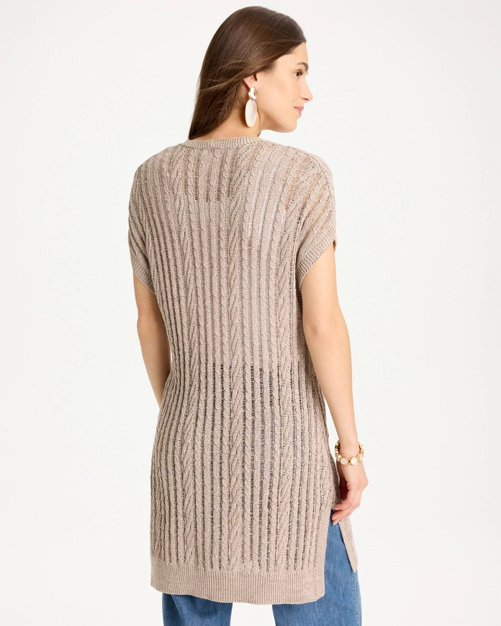 Chico's Popular - Faucet V-Neck Long Cardigan Vest Smokey Taupe