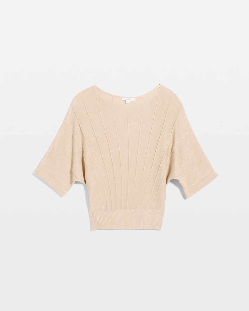 Chico's Essential - Metallic Pleated Dolman Pullover Sweater Ecru