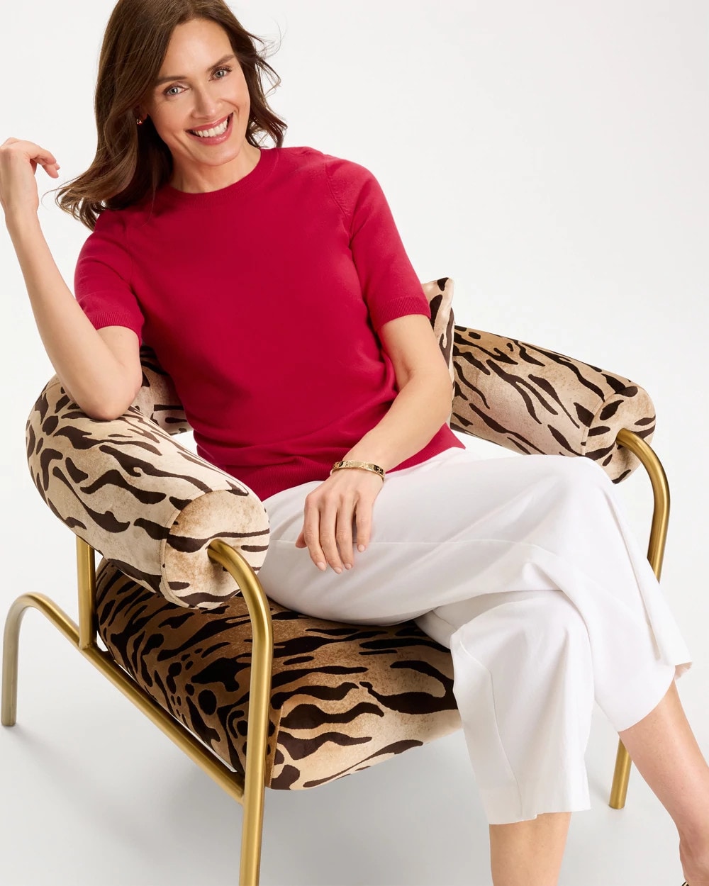 Chico's Latest - Ella Short-Sleeve Sweater Cherry Lush