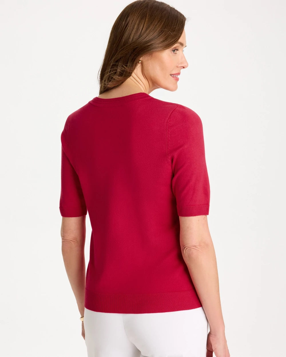 Chico's Latest - Ella Short-Sleeve Sweater Cherry Lush
