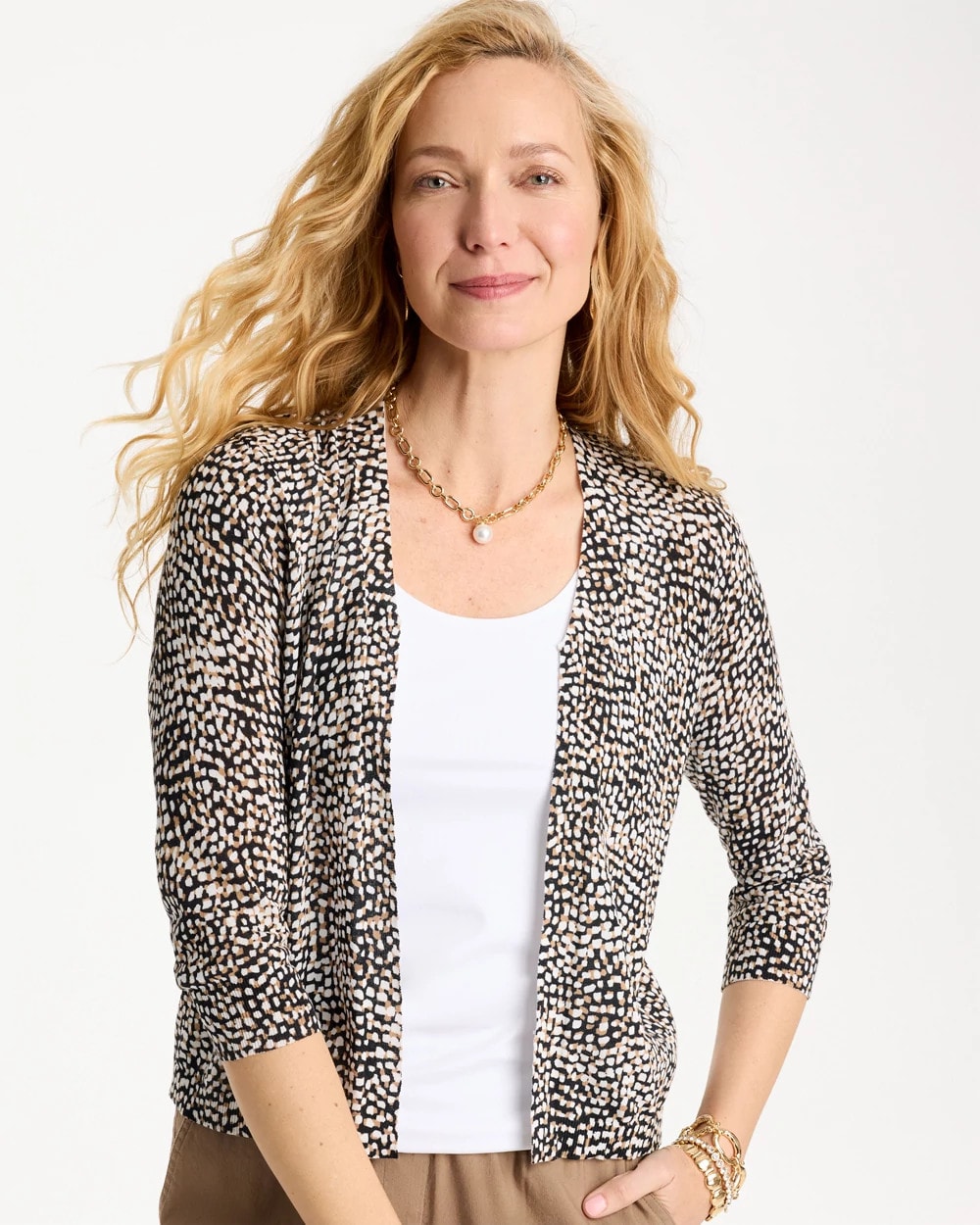 Chico's Best Price - Summer Romance Printed Cardigan Cattail Brown