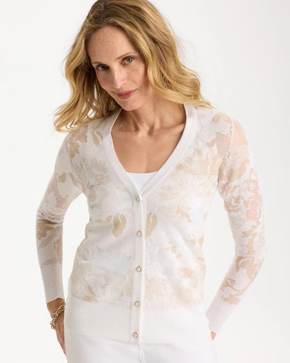 Chico's Featured - Burnout Button-Front Cardigan Alabaster