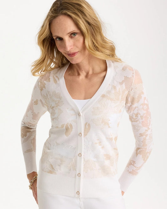 Chico's Featured - Burnout Button-Front Cardigan Alabaster