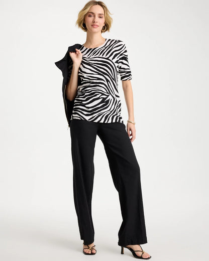 Chico's Hot Sale - Ella Zebra Crewneck Pullover Sweater Black