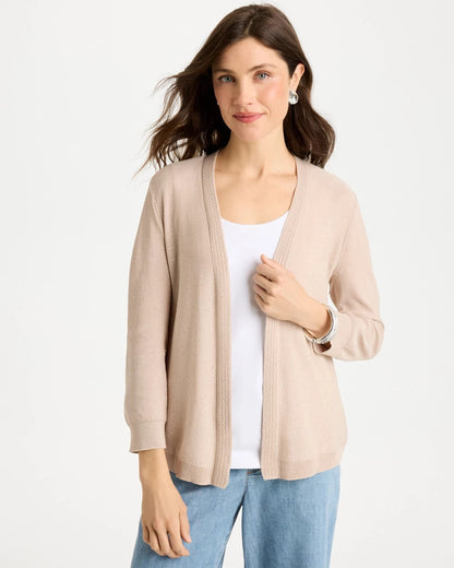 Chico's Exclusive - Sequined Summer Romance Cardigan Smokey Taupe