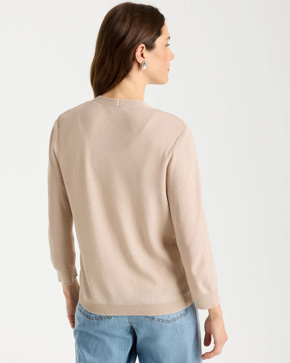 Chico's Exclusive - Sequined Summer Romance Cardigan Smokey Taupe