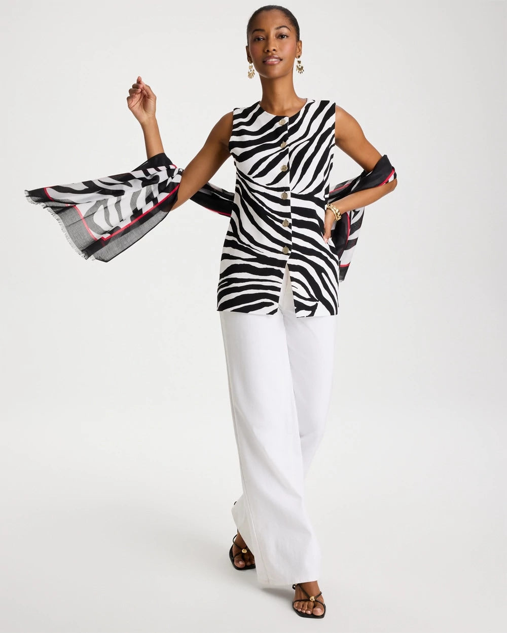 Chico's Featured - Zebra Refined Crewneck Sweater Vest Black