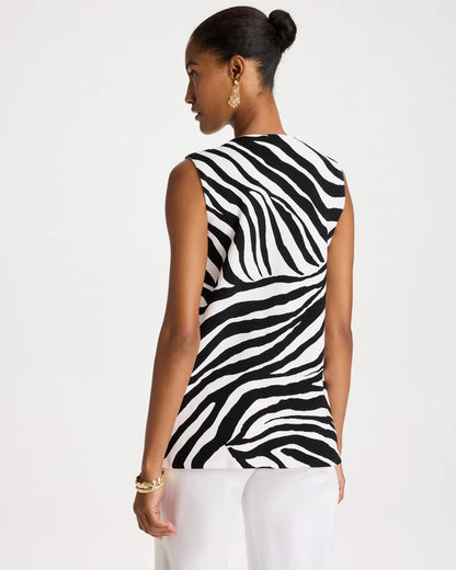 Chico's Featured - Zebra Refined Crewneck Sweater Vest Black