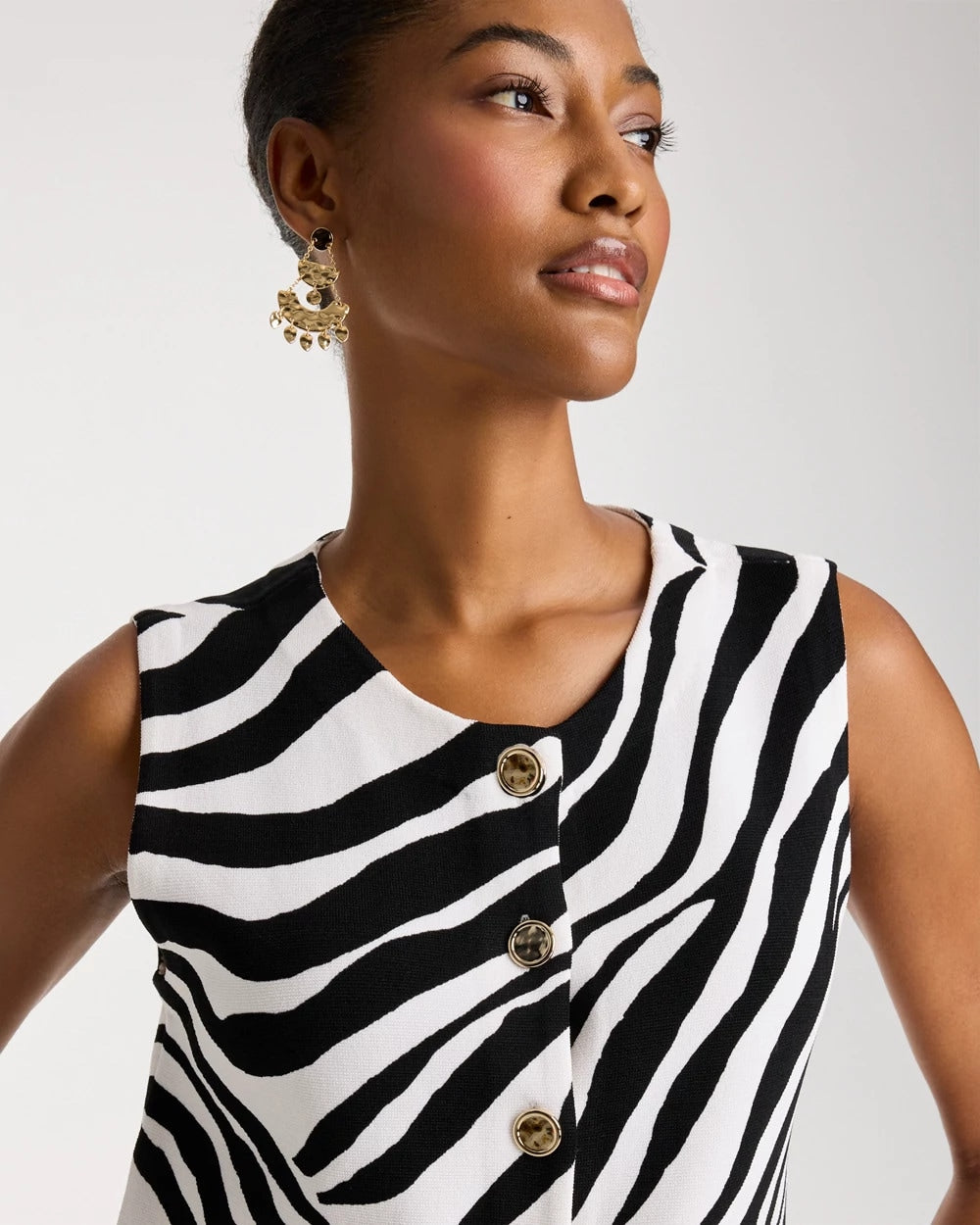 Chico's Featured - Zebra Refined Crewneck Sweater Vest Black