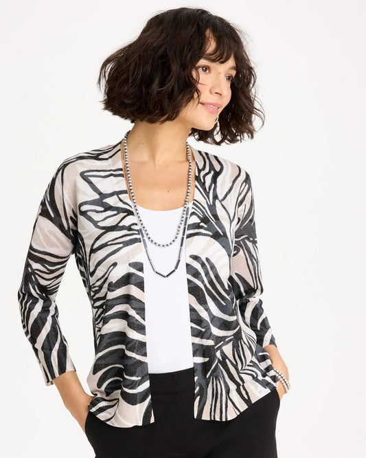 Chico's Top Pick - Vacay Leaf Summer Romance Cardigan Black