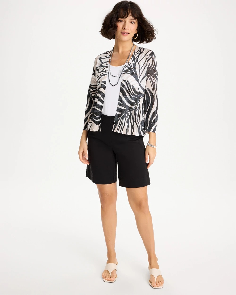 Chico's Top Pick - Vacay Leaf Summer Romance Cardigan Black