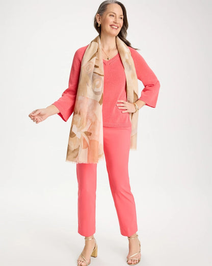 Chico's Deals - Cotton-Blend Pullover Sweater Calypso Coral