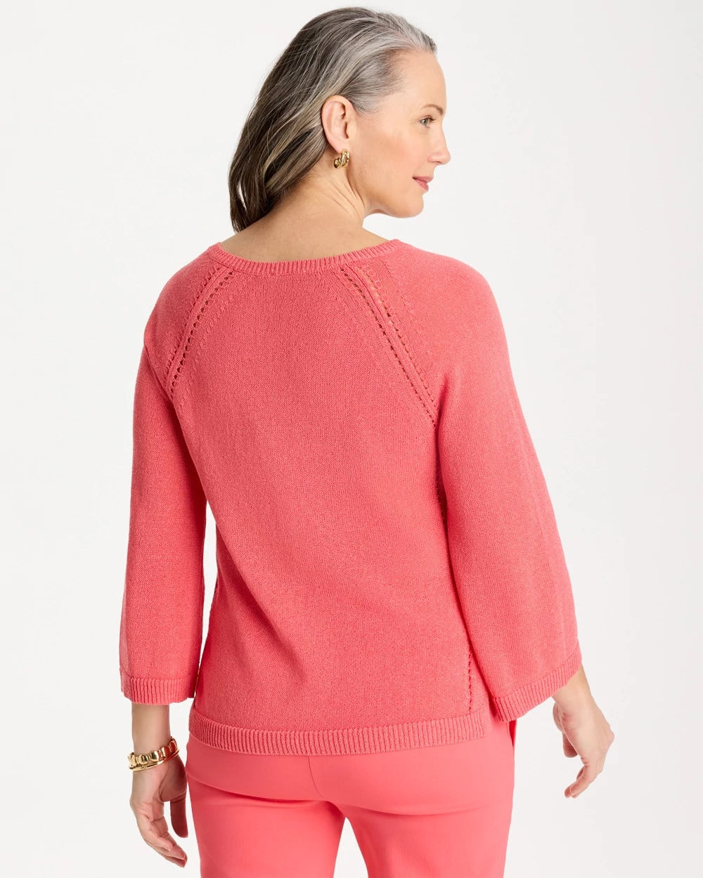 Chico's Deals - Cotton-Blend Pullover Sweater Calypso Coral