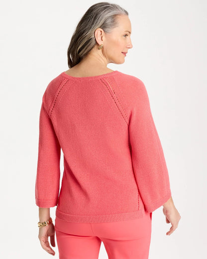 Chico's Deals - Cotton-Blend Pullover Sweater Calypso Coral