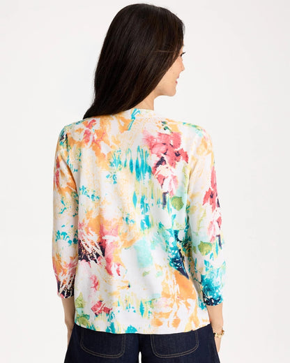 Chico's Exclusive - Printed Summer Romance Cardigan Calypso Coral