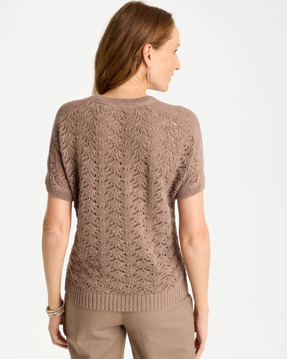 Chico's Value - Sequin Pointelle Pullover Topaz Smoke